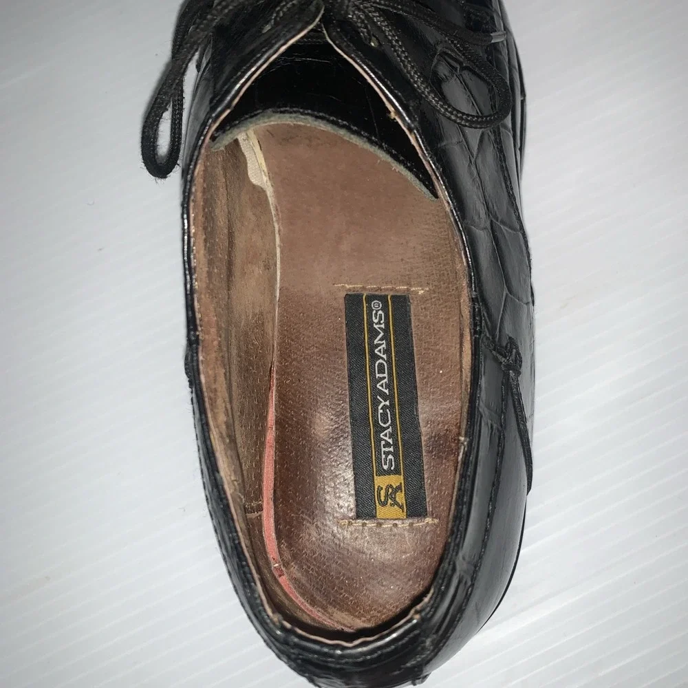 Stacy Adams Genuine‎ Snake Oxford dress shoes 10M square toe lace-up Black